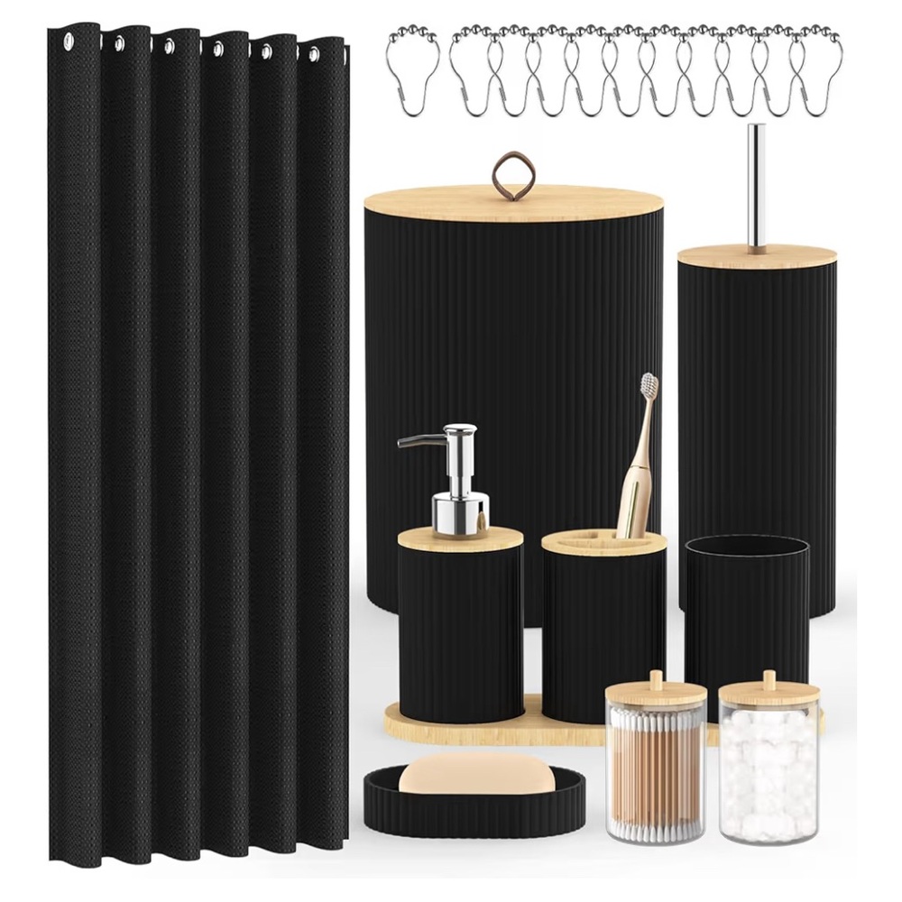 Elegant Black Bathroom Accessory Set
